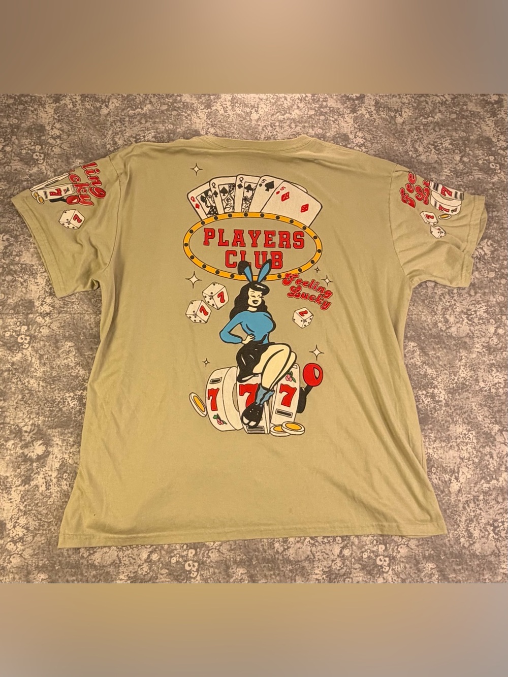 Fresh Laundry Players Club Lucky Pin Up T-Shirt Olive Green Graphic 3XL